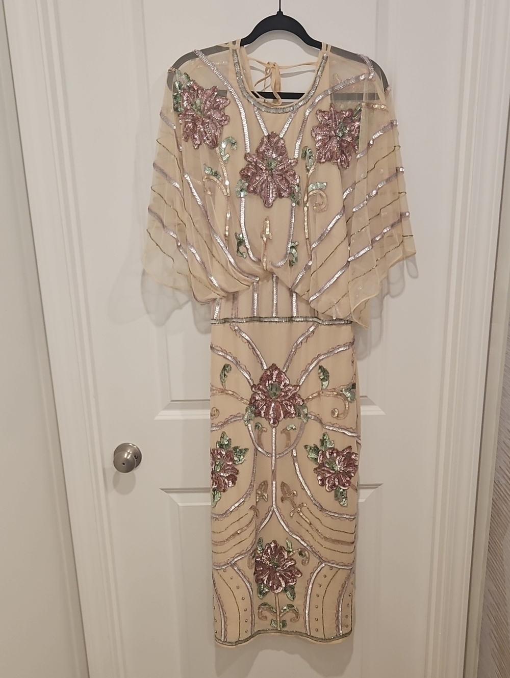 ASOS Embellished Beige Floral Beaded Women’s Dress